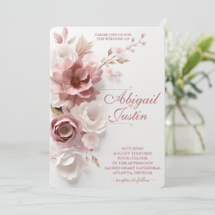 Vitblommor för inbjudningar till Rosa Blommigt b