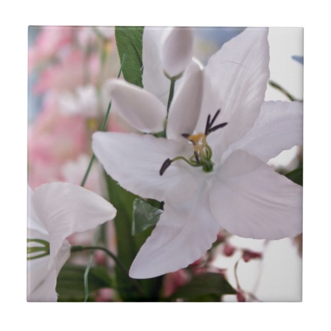 Vitblommor från bröllop blommigt flora, vinrankor  kakelplatta (Framsidan)