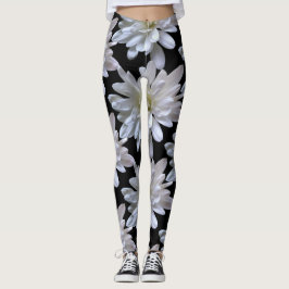 Vitblommor från daisy mönster leggings