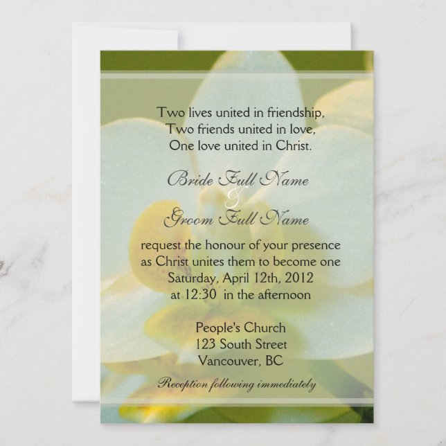 Vitblommor från rödblommor i grönt Christian bröll Inbjudningar (Framsida)