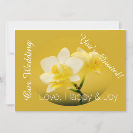 Vitblommor från rödblommor i gult Christian bröllo Inbjudningar