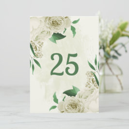 Vitblommor, grönt, bordsnummer