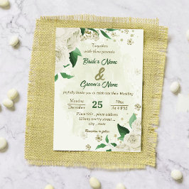 Vitblommor i Elfenbenskusten i bröllop Inbjudningar