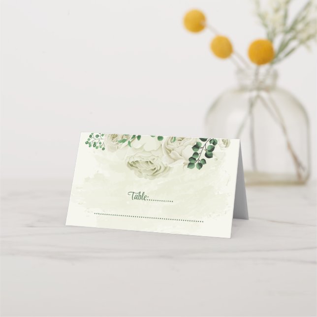 Vitblommor i Elfenbenskusten i bröllop Placeringskort (Framsida)