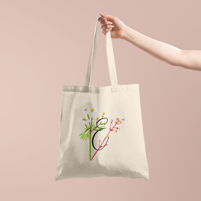 Vitblommor i vattenfärg med inledande 1 sida tygkasse (Skapare uppladdad)