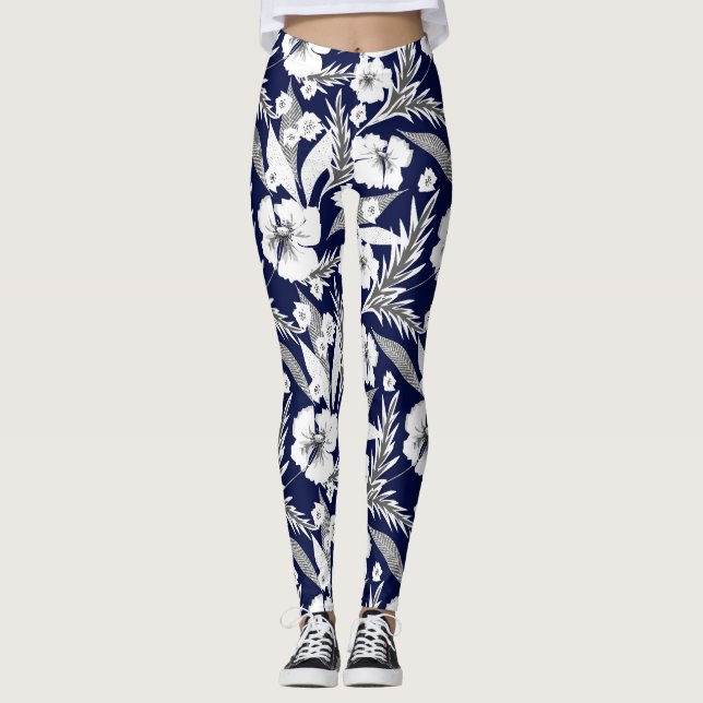 Vitblommor Leggings (Framsida)