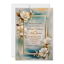 Vitblommor med botten av guld ram bröllop