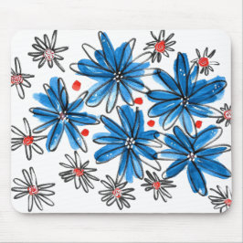 Vitblommor och blåvitblommor musmatta