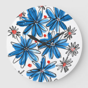 Vitblommor och blåvitblommor stor klocka