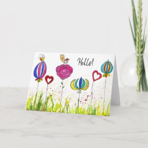 Vitblommor och fågeljingkort kort