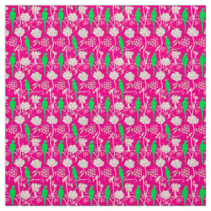VITBLOMMOR OCH GRÖNTAR PÅ ROSA TYG