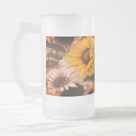 Vitblommor och Gult Solblommor #3 - Frostat Ölglas