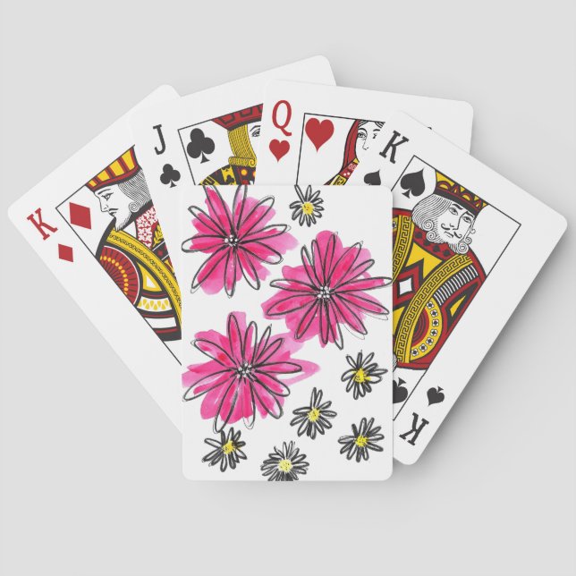 Vitblommor och viskblommor med Rosa Casinokort (Baksidan)