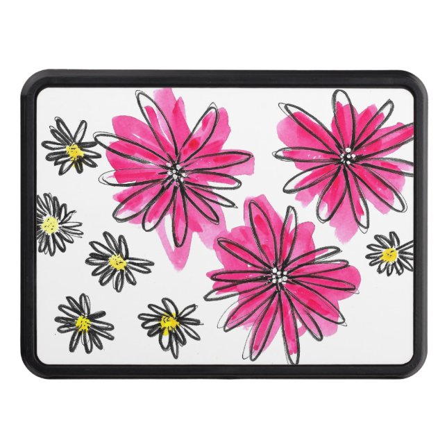 Vitblommor och viskblommor med Rosa Dragkroksskydd (Framsidan)