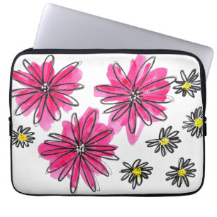 Vitblommor och viskblommor med Rosa Laptop Fodral