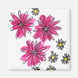 Vitblommor och viskblommor med Rosa Magnet