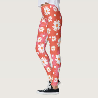 Vitblommor - orange fält leggings