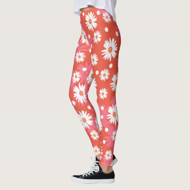 Vitblommor - orange fält leggings (Vänster)