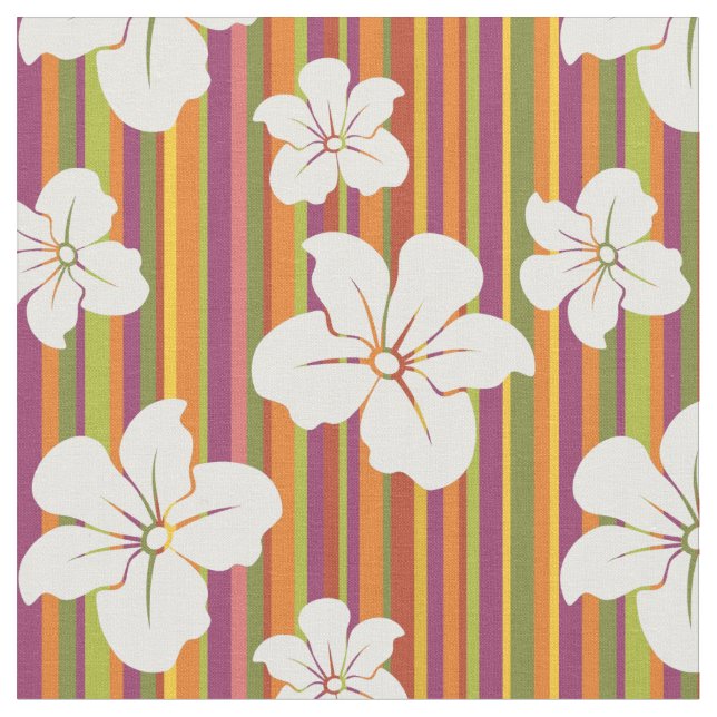 Vitblommor på en strimlad bakgrund tyg (Närbild)
