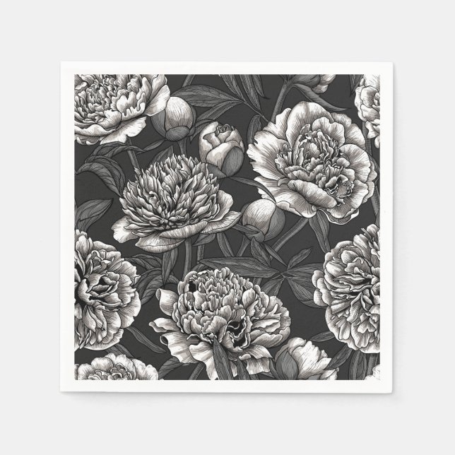 Vitblommor på mörk grått pappersservett (Framsidan)
