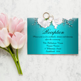 Vitboho Ro Metallic Aqua Wedding Reception Tilläggskort