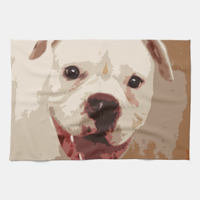 vitboxarehund kökshandduk (Horisontell)