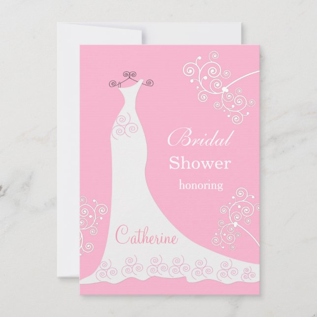 Vitbröllopkappan, virvlar runt på rosa möhippa inbjudningar (Framsida)