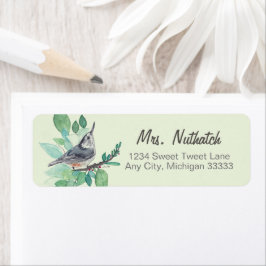 Vitbröstad natch Bird Art Return-etikett Returadress Etikett