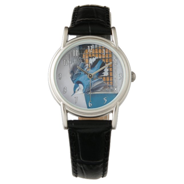 Vitbröstad nuthatch i Snö Armbandsur (Framsida)