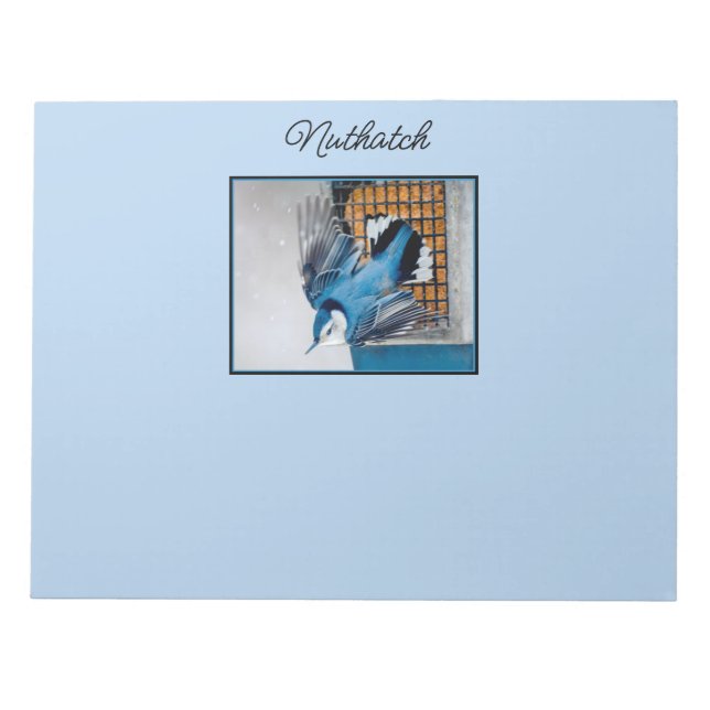 Vitbröstad nuthatch i Snö - Originalfoto Anteckningsblock (Framsida)