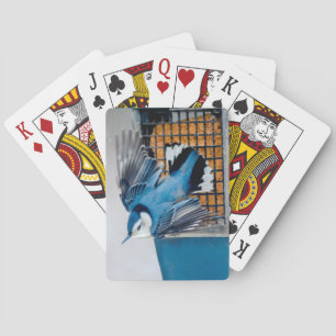 Vitbröstad nuthatch i Snö - Originalfoto Casinokort