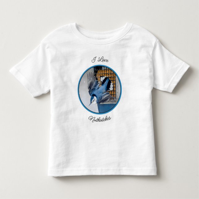Vitbröstad nuthatch i Snö - Originalfoto T Shirt (Framsida)