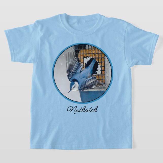 Vitbröstad nuthatch i Snö - Originalfoto T Shirt (Laydown)