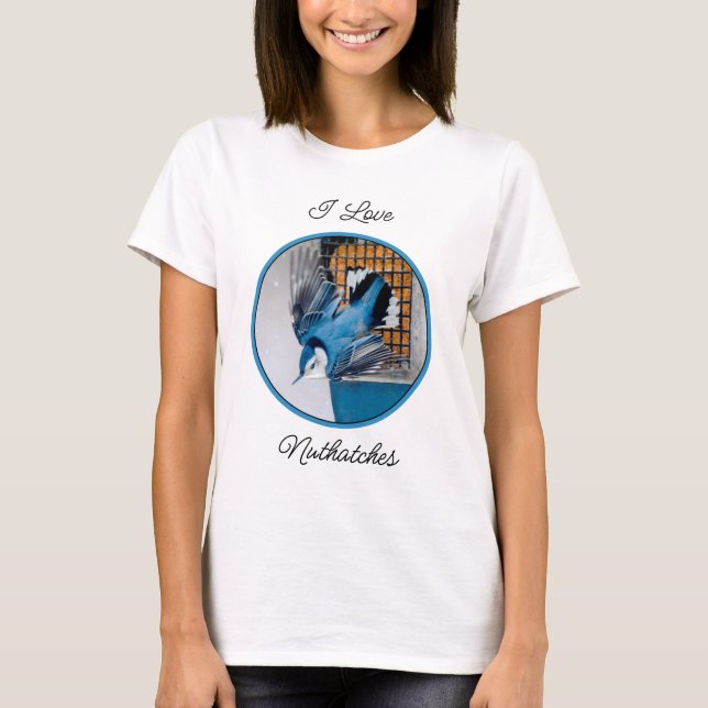 Vitbröstad nuthatch i Snö - Originalfoto T Shirt (Framsida)