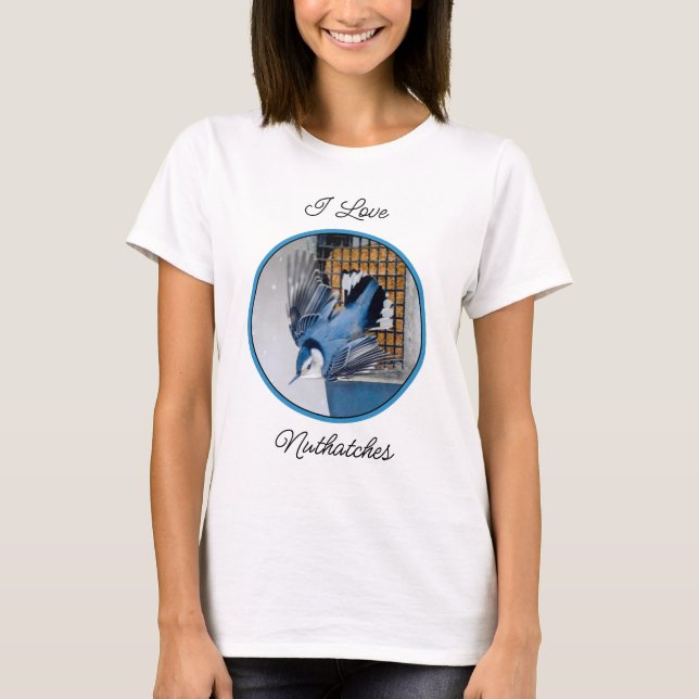 Vitbröstad nuthatch i Snö - Originalfoto T Shirt (Framsida)