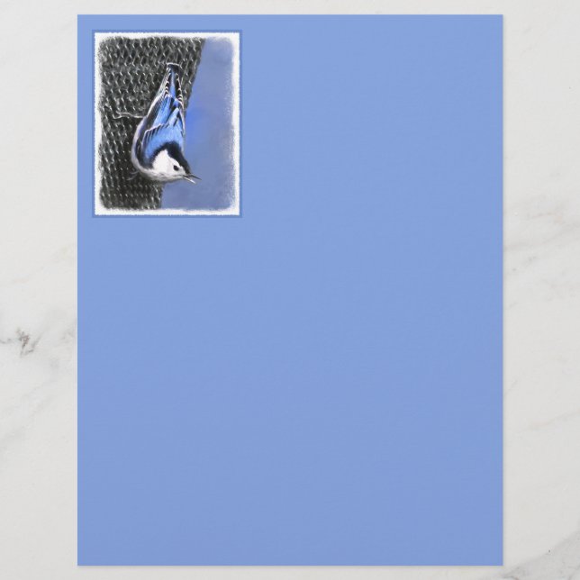 Vitbröstad nuthatch-målning Original Bird Art (Framsida)