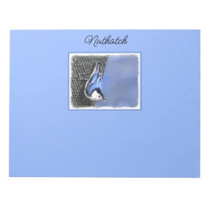 Vitbröstad nuthatch-målning Original Bird Art Anteckningsblock