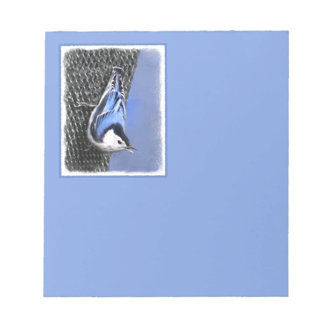 Vitbröstad nuthatch-målning Original Bird Art Anteckningsblock (Framsida)