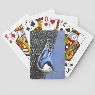 Vitbröstad nuthatch-målning Original Bird Art Casinokort