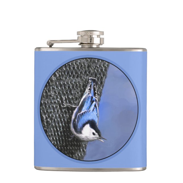 Vitbröstad nuthatch-målning Original Bird Art Fickplunta (Framsidan)