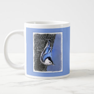 Vitbröstad nuthatch-målning Original Bird Art Jumbo Mugg