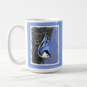 Vitbröstad nuthatch-målning Original Bird Art Kaffemugg
