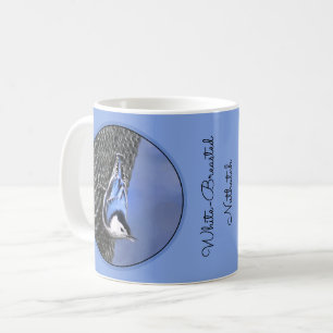 Vitbröstad nuthatch-målning Original Bird Art Kaffemugg