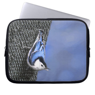 Vitbröstad nuthatch-målning Original Bird Art Laptop Fodral
