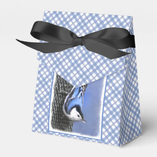 Vitbröstad nuthatch-målning Original Bird Art Presentaskar