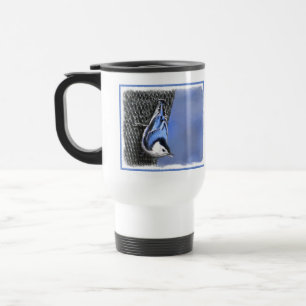 Vitbröstad nuthatch-målning Original Bird Art Resemugg