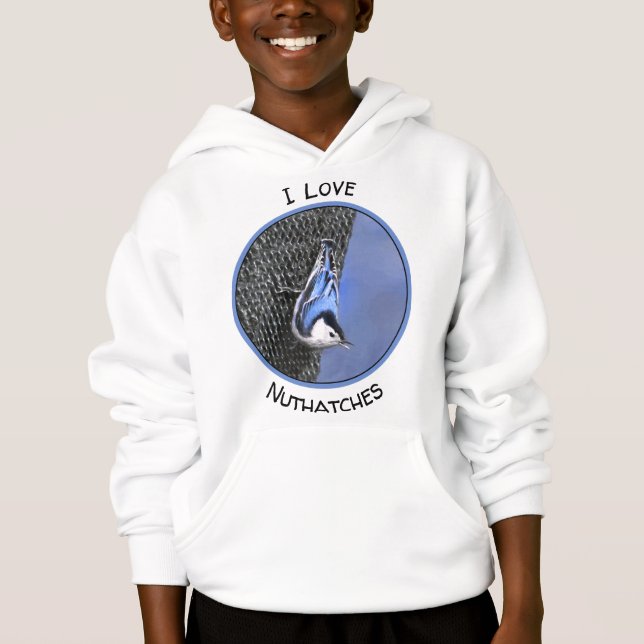 Vitbröstad nuthatch-målning Original Bird Art T Shirt (Framsida)