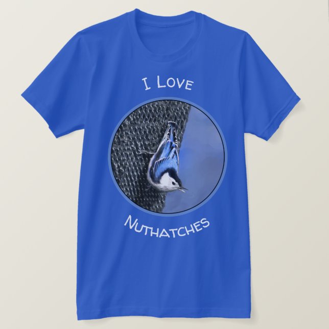 Vitbröstad nuthatch målning Original Bird Art T Shirt (Design framsida)