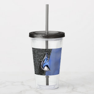 Vitbröstad nuthatch-målning Original Bird Art Take Away Mugg