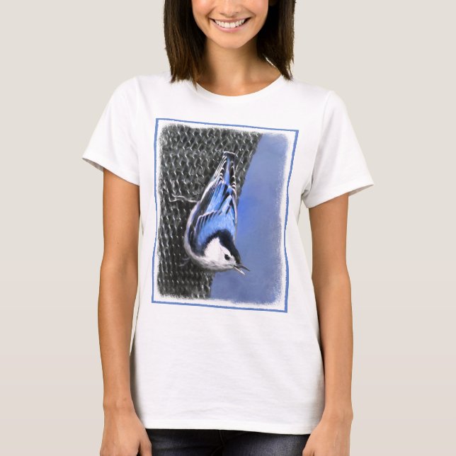 Vitbröstad nuthatch-målning Original Bird Art Tröja (Framsida)